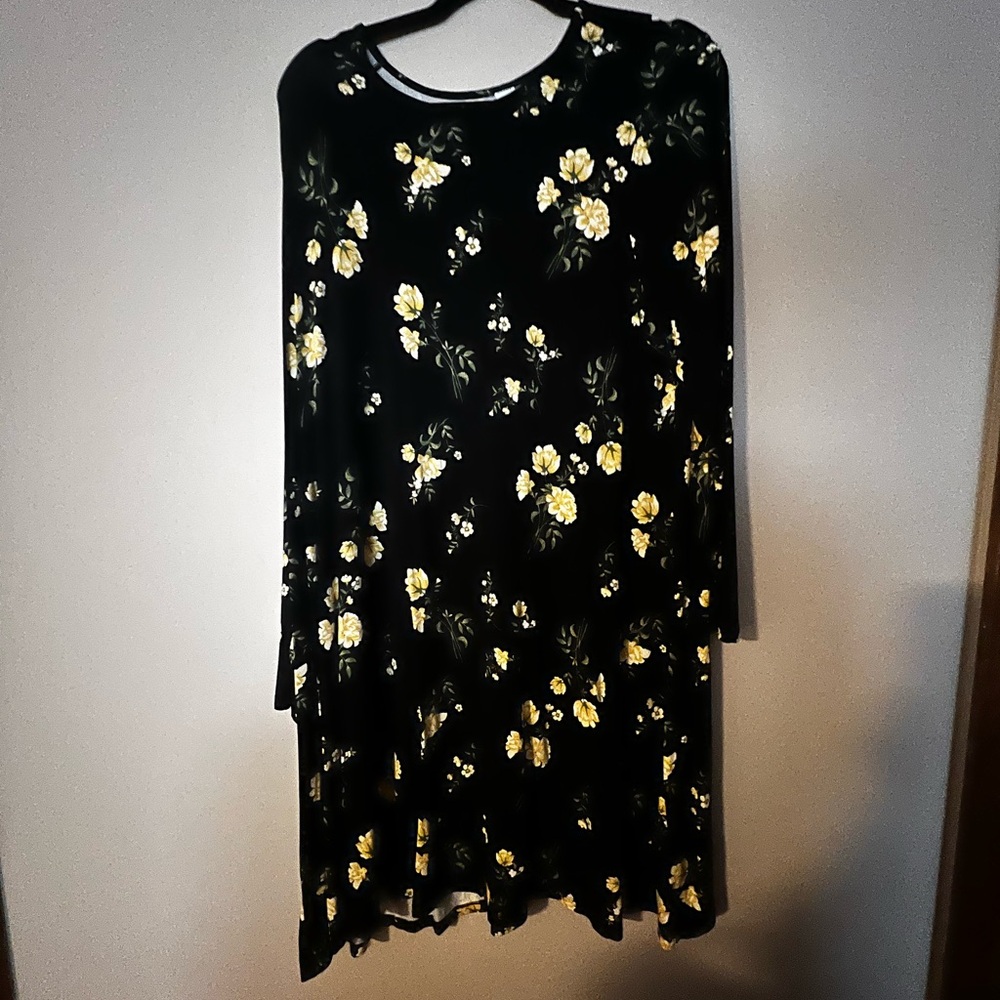 Old Navy Black Dress with Yellow Floral Design